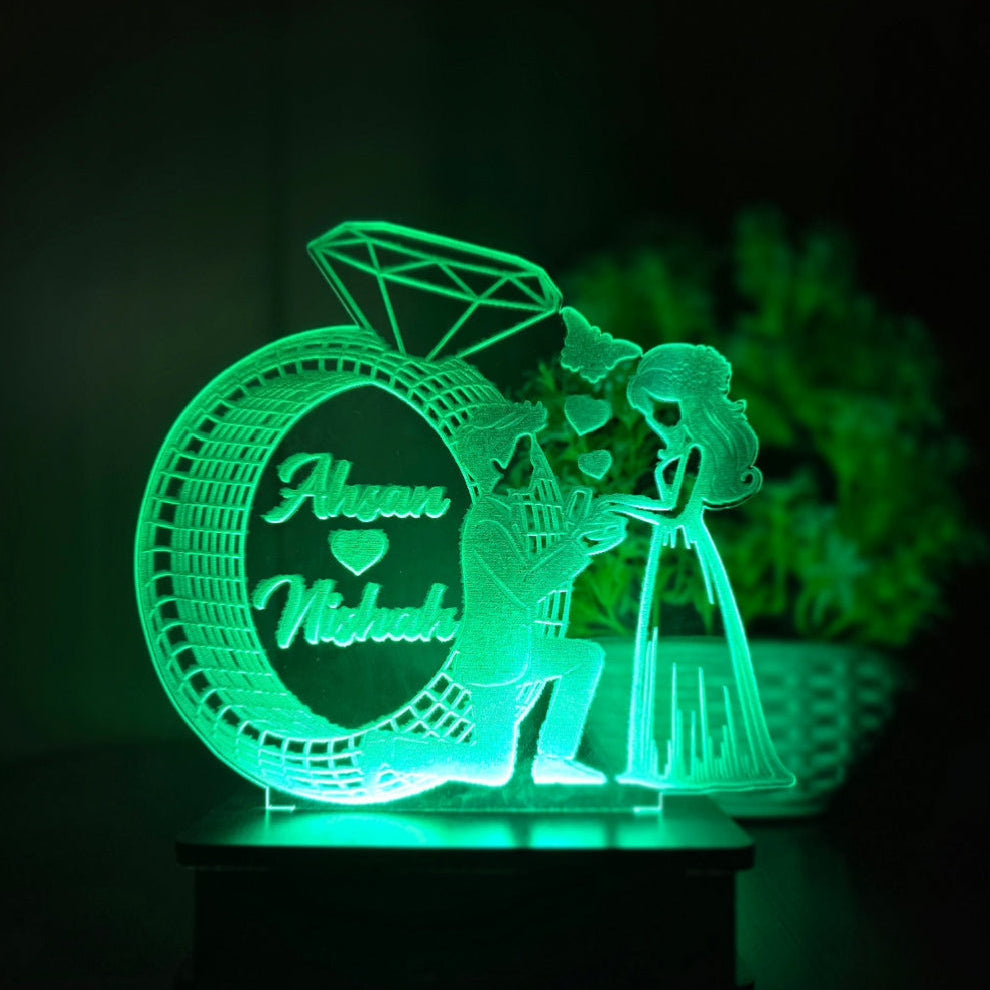 3D Ring Couple costumized illusion lamp
