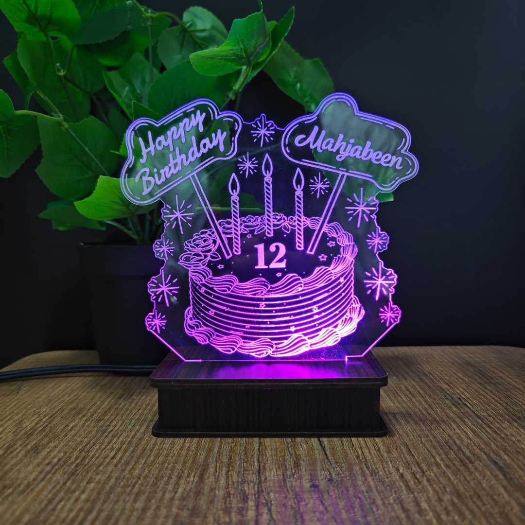 Birthday Cake 3D Customized illusion Lamp
