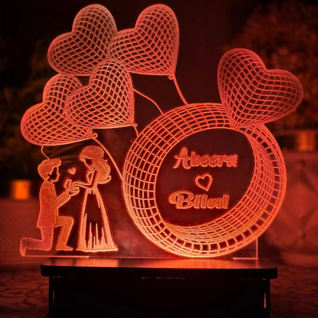 RING HEART 3D COSTUMIZED ILLUSION LAMP