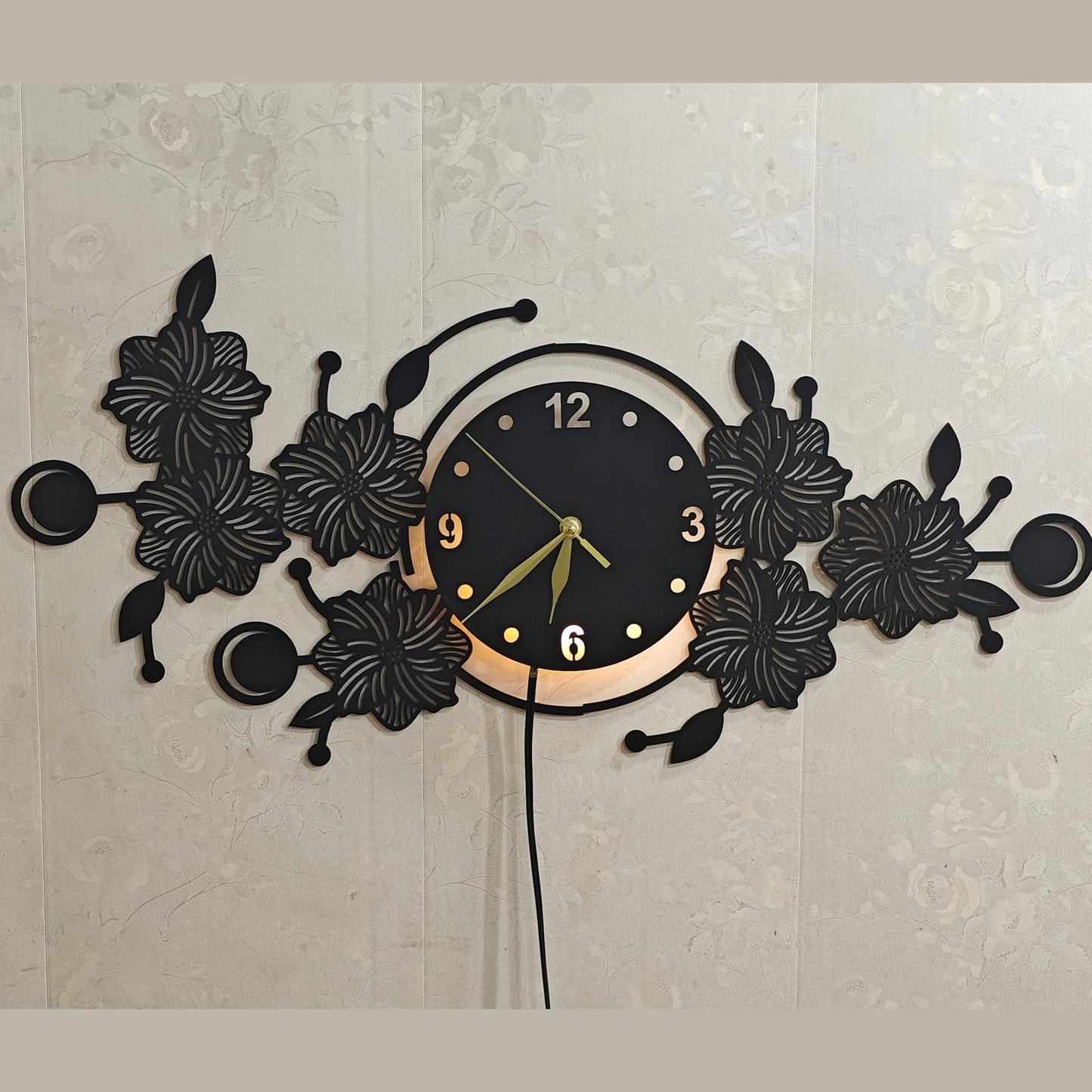 Backlit Flower Beautiful wall clock with light