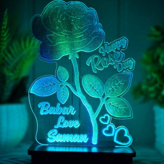 Rose & Leaves 3d Customized illusion Lamp