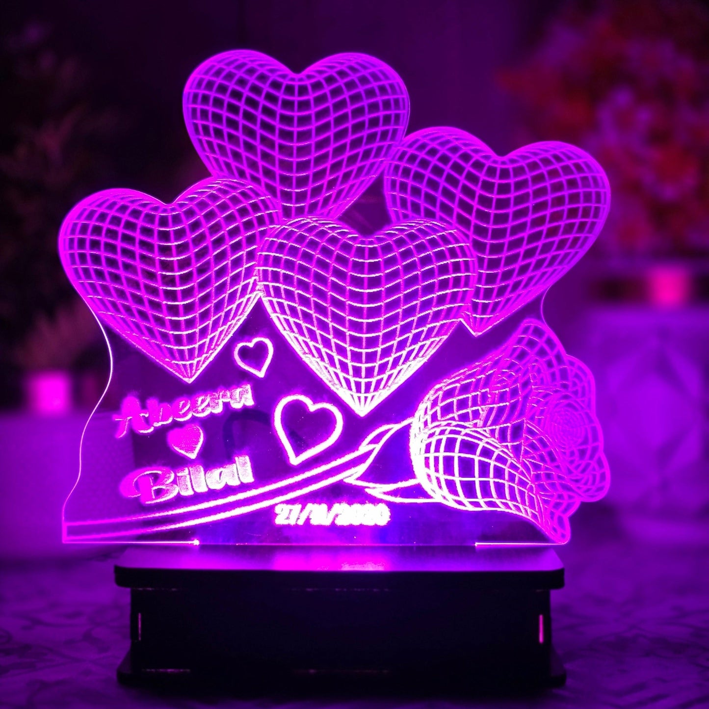 3D FLOWER HEART COSTUMIZED ILLUSION LAMP