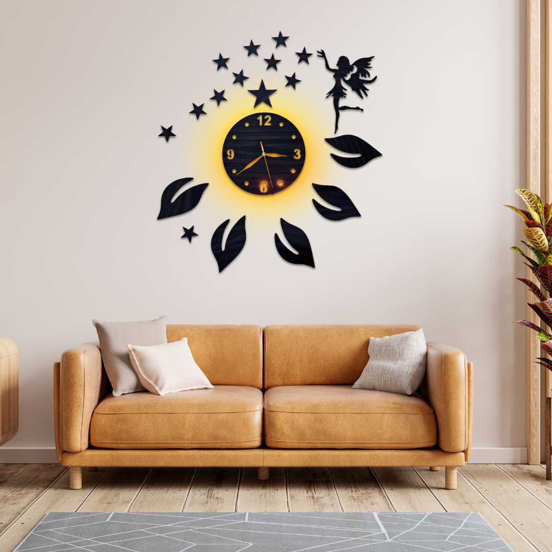 Fairy Star Wall Clock with light