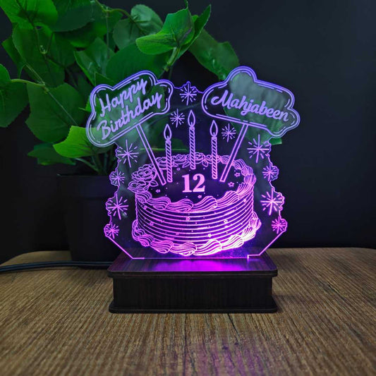 Birthday Cake 3D Customized illusion Lamp