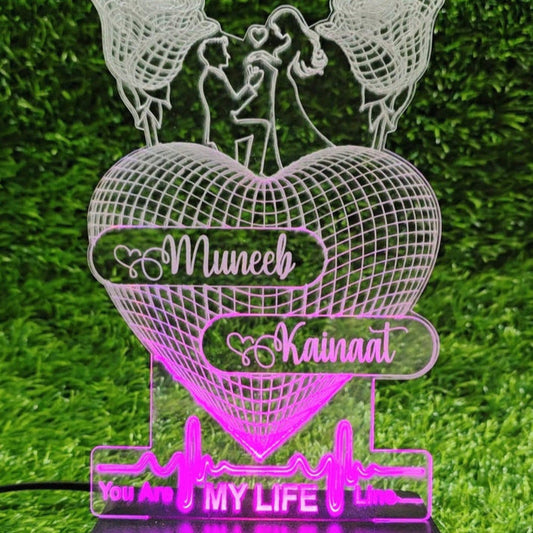 2 Rose Heart Customised Illusion Lamp