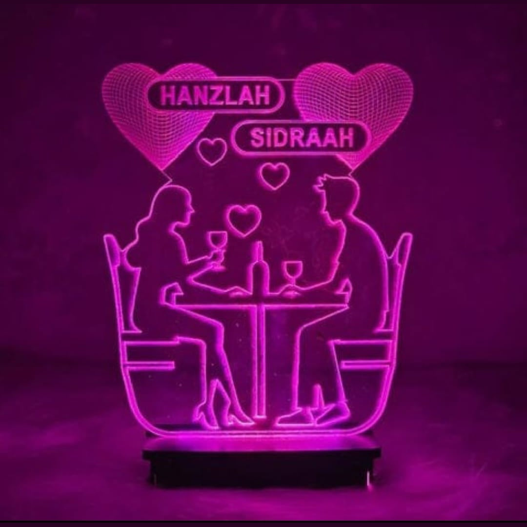Couple Dinner 3d Customized illusion Lamp