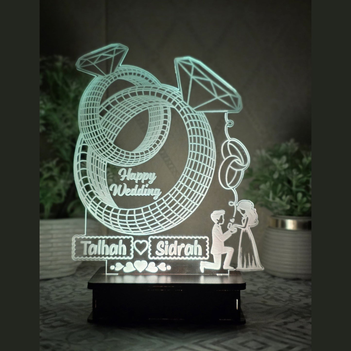 Couple ring 3d costumized lamp