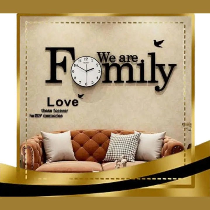 We are Family wooden wall clock