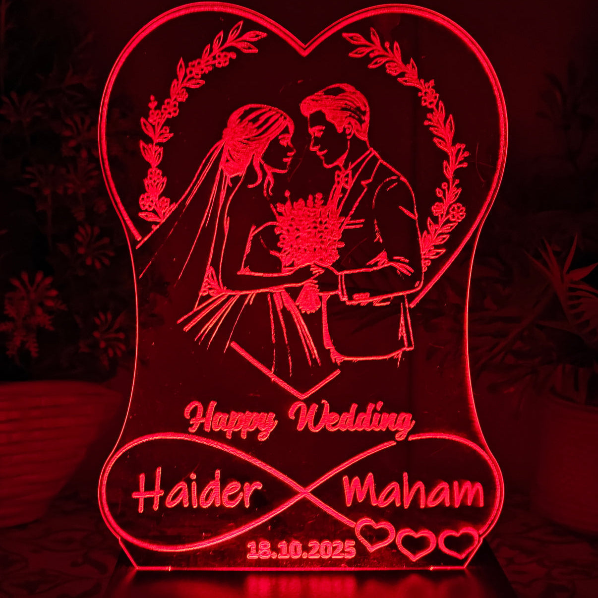 COUPLE WEDDING 3D COSTUMIZED ILLUSION LAMP